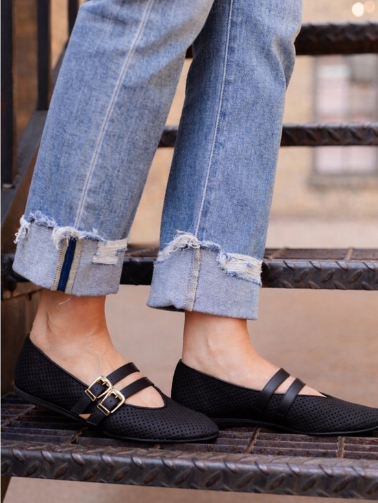 Shoes - Dolce Vita Baylee Ballet Flat 9.5 Black Onyx Perforated Suede Classic Minimalist